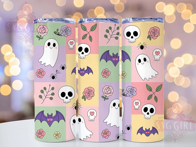 Retro Pastel Cute Halloween Ghost Tumbler, Pastel Halloween Wrap, Cute Spooky Cup, Kawaii Ghost Design, 20Oz Sublimation Wrap, Soft Aesthetic Drinkware, Groovy Halloween Tumbler Sublimation SvggirlplusArt 