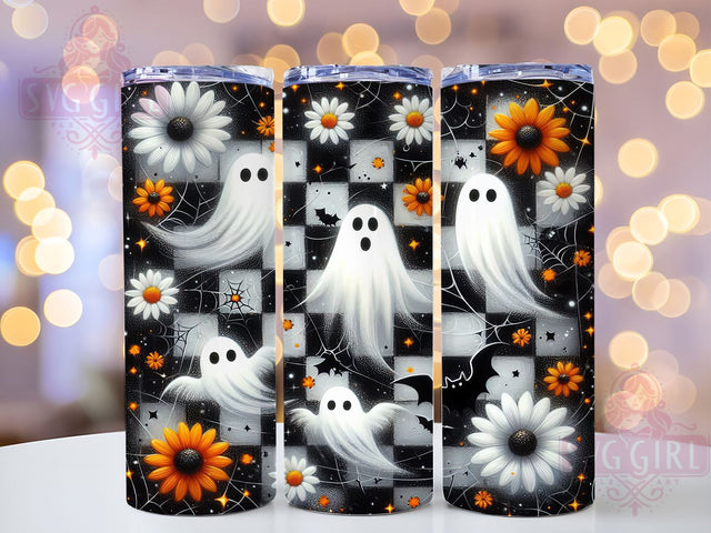 Retro Pastel Cute Soft Halloween Ghost Tumbler, Cute Halloween Wrap, Soft Spooky Cup, Kawaii Ghost Design, 20Oz Sublimation Wrap, Vintage Halloween Drinkware, Pastel Aesthetic Tumbler Sublimation SvggirlplusArt 
