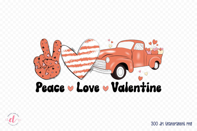Retro Peace Love Valentine Sublimation Sublimation CraftLabSVG 