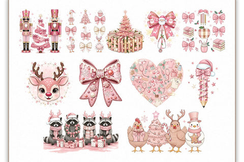 Retro Pink Christmas PNG Bundle Sublimation Shetara Begum 