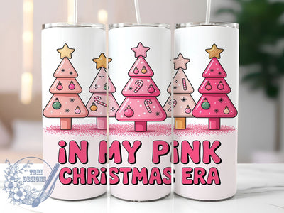 Retro Pink Christmas Tree Tumbler, Pink Holiday Tree Wrap, Cute Christmas Mug Design, Sublimation Wrap, Festive Drinkware, Adorable Winter Gift, Sparkly Holiday Cup Sublimation ToriDesigns 