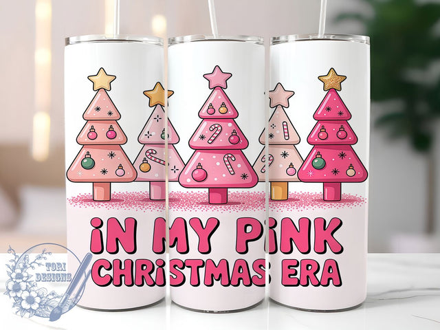 Retro Pink Christmas Tree Tumbler, Pink Holiday Tree Wrap, Cute Christmas Mug Design, Sublimation Wrap, Festive Drinkware, Adorable Winter Gift, Sparkly Holiday Cup Sublimation ToriDesigns 