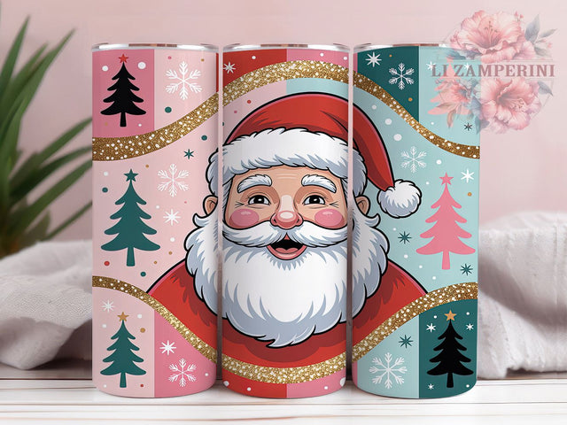 Retro Pink Christmas Tumbler, Pink Holiday Wrap, Vintage Festive Mug, Sublimation Wrap, Cute Winter Gift, Holiday Drinkware, Classic Christmas Cup Sublimation Li Zamperini 