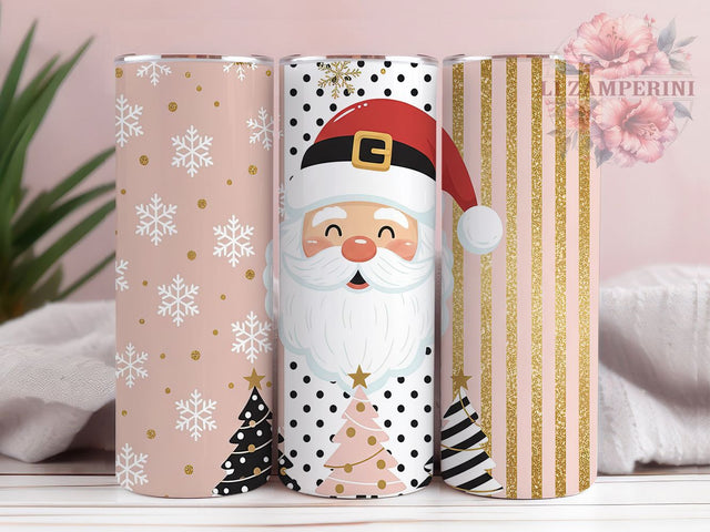 Retro Pink Christmas Tumbler, Pink Holiday Wrap, Vintage Festive Mug, Sublimation Wrap, Cute Winter Gift, Holiday Drinkware, Classic Christmas Cup Sublimation Li Zamperini 
