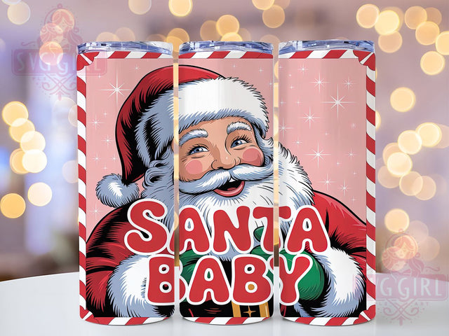 Retro Pink Santa Baby Tumbler, Pink And Red Christmas, Vintage Holiday Art, Festive Santa Graphic, Cute Retro Pattern, 20oz Tumbler, Sublimation Design Sublimation SvggirlplusArt 