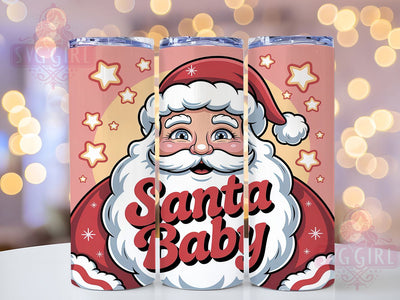 Retro Pink Santa Baby Tumbler, Pink And Red Christmas, Vintage Holiday Art, Festive Santa Graphic, Cute Retro Pattern, 20oz Tumbler, Sublimation Design Sublimation SvggirlplusArt 