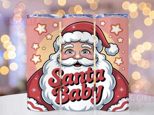 Retro Pink Santa Baby Tumbler, Pink And Red Christmas, Vintage Holiday Art, Festive Santa Graphic, Cute Retro Pattern, 20oz Tumbler, Sublimation Design Sublimation SvggirlplusArt 
