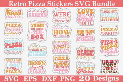 Retro Pizza Stickers SVG Bundle SVG akazaddesign 