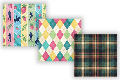 Retro Preppy Digital Paper Pack, Seamless Watercolor Pattern Bundle, Printable Scrapbook Paper, Bold Madras Design Collection Digital Pattern FloridPrintables 