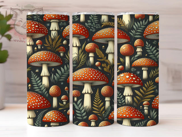Retro Psychedelic Mushroom Tumbler Wrap, Magic Mushrooms PNG, Seamless Psychedelic Wrap, 20OZ Sublimation Design, Trippy Tumbler Art, Vintage Mushroom Cup, Hippie Boho Wrap Sublimation Lara' s Designs 