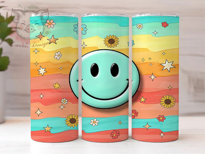 Retro Puffy Smiley Face Groovy Tumbler, Retro Puffy Wrap, 20Oz Tumbler Sublimation, Happy Face Drinkware, Vintage Smiley Cup, Groovy Retro Mug, Puffy Design Wrap Sublimation Lara' s Designs 