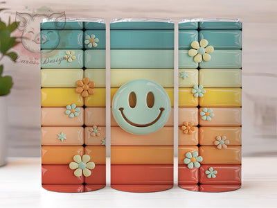 Retro Puffy Smiley Face Groovy Tumbler, Retro Puffy Wrap, 20Oz Tumbler Sublimation, Happy Face Drinkware, Vintage Smiley Cup, Groovy Retro Mug, Puffy Design Wrap Sublimation Lara' s Designs 