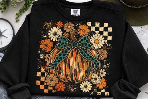 Retro Pumpkin Fall Sublimation Design PNG SVG DesignDestine 