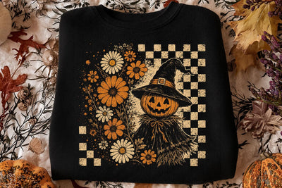Retro Pumpkin Scarecrow Floral PNG SVG DesignDestine 