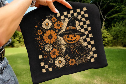 Retro Pumpkin Scarecrow Floral PNG SVG DesignDestine 