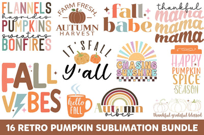 Retro Pumpkin Sublimation Bundle Sublimation Rupkotha 