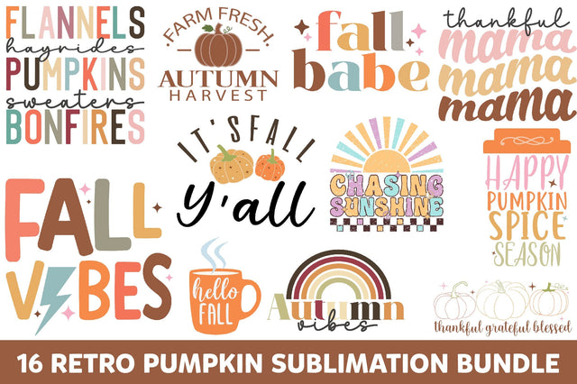 Retro Pumpkin Sublimation Bundle Sublimation Rupkotha 
