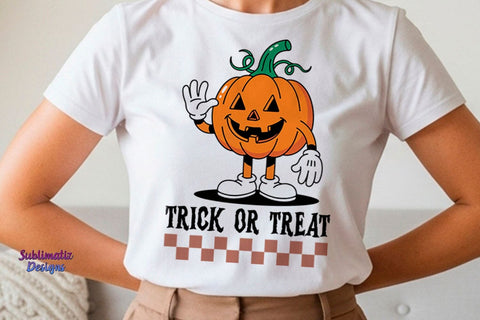 Retro Pumpkin Trick or Treat PNG | Halloween design for sublimation Sublimation Sublimatiz Designs 