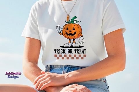 Retro Pumpkin Trick or Treat PNG | Halloween design for sublimation Sublimation Sublimatiz Designs 
