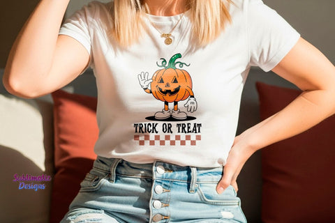Retro Pumpkin Trick or Treat PNG | Halloween design for sublimation Sublimation Sublimatiz Designs 