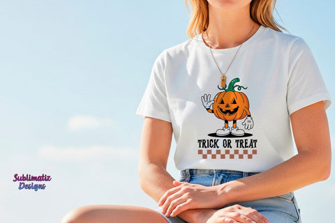 Retro Pumpkin Trick or Treat PNG | Halloween design for sublimation Sublimation Sublimatiz Designs 