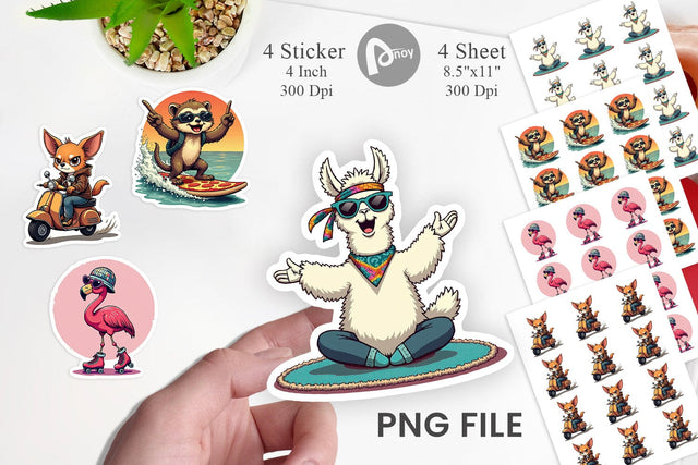 Retro Quirky Critters Sticker Sublimation artnoy 