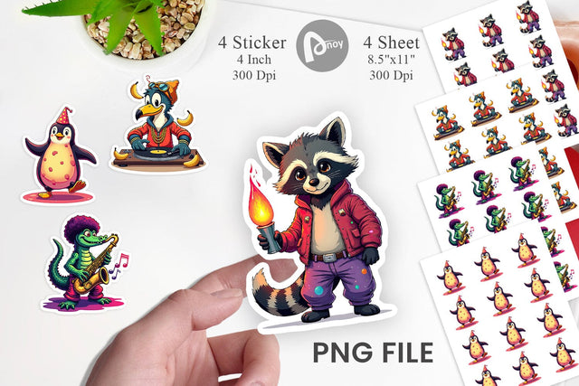 Retro Quirky Critters Sticker Sublimation artnoy 