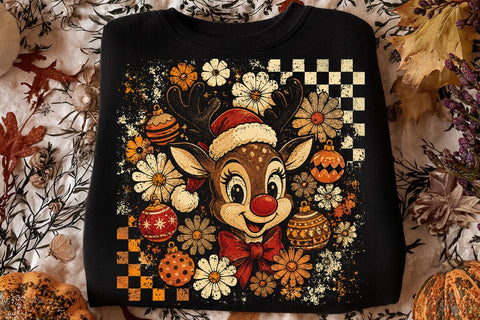Retro Reindeer Christmas Sublimation PNG SVG DesignDestine 