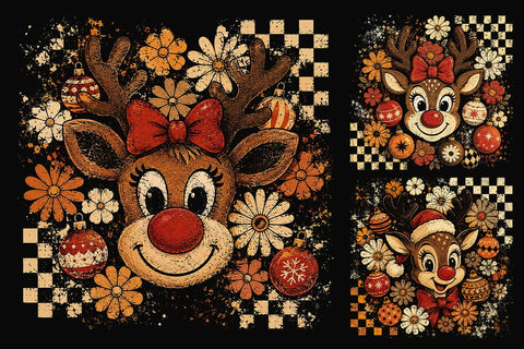 Retro Reindeer Christmas Sublimation PNG SVG DesignDestine 