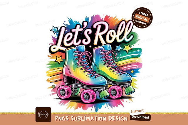 Retro Roller Skates Colorful Illustration Sublimation Png Sublimation Designangry 