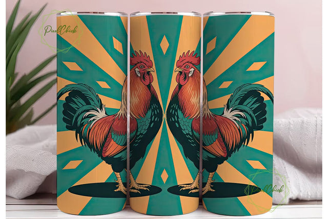 Retro Rooster Tumbler Wrap Sublimation PixelChick 