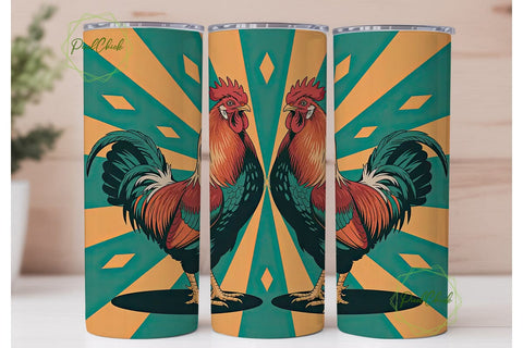 Retro Rooster Tumbler Wrap Sublimation PixelChick 