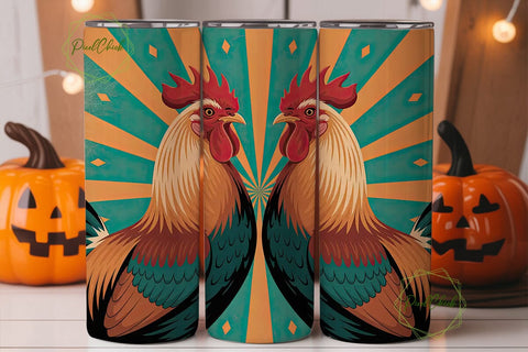 Retro Rooster Tumbler Wrap Sublimation PixelChick 