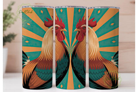 Retro Rooster Tumbler Wrap Sublimation PixelChick 