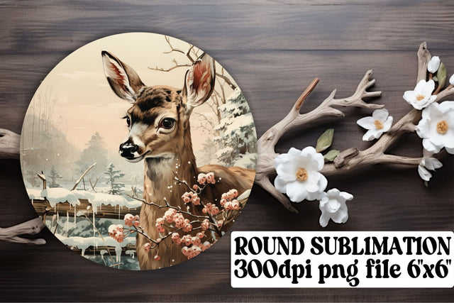 Retro Round Design Keychain Watercolor Christmas Sublimation afrosvg 