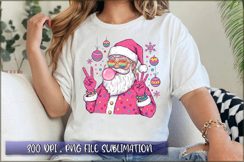 Retro Santa Christmas Blowing Bubble PNG Sublimation Sublimation Shetara Begum 