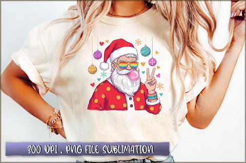 Retro Santa Christmas Blowing Bubble PNG Sublimation Sublimation Shetara Begum 