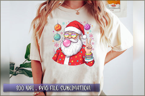 Retro Santa Christmas Blowing Bubble PNG Sublimation Sublimation Shetara Begum 
