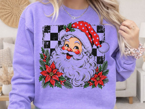 Retro Santa Claus Poinsettia PNG Clipart SVG DesignDestine 
