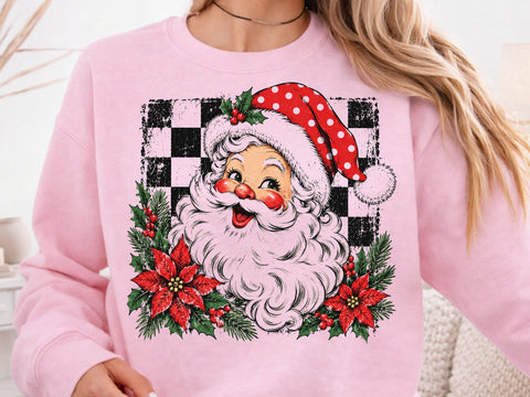 Retro Santa Claus Poinsettia PNG Clipart SVG DesignDestine 