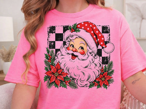 Retro Santa Claus Poinsettia PNG Clipart SVG DesignDestine 