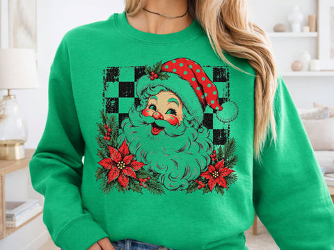 Retro Santa Claus Poinsettia PNG Clipart SVG DesignDestine 
