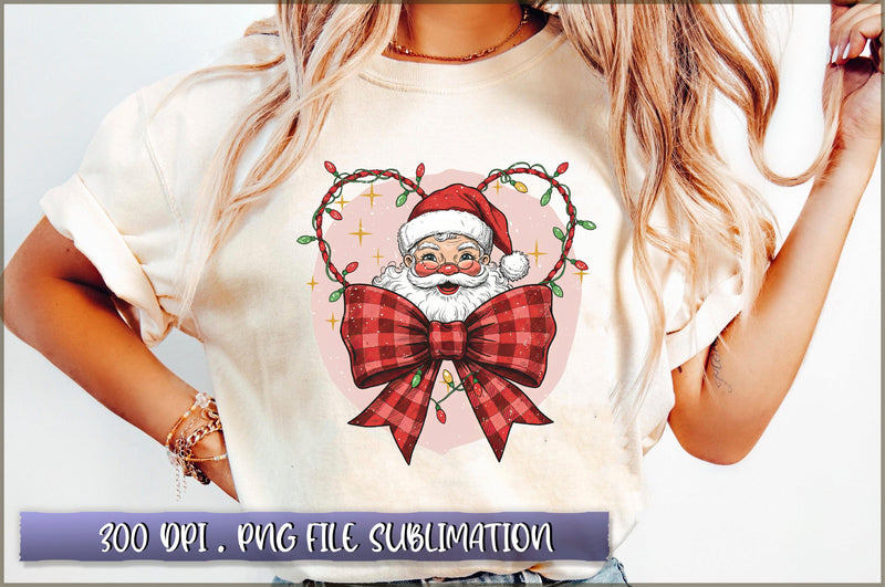 Retro Santa Coquette Christmas Bow Sublimation Sublimation Shetara Begum 