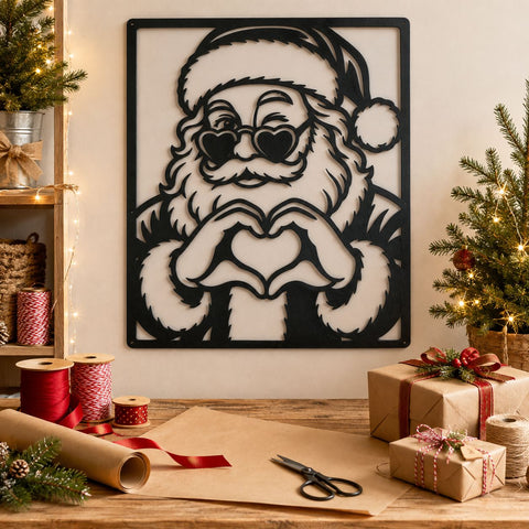 Retro Santa Laser SVG | Christmas Santa DXF | Santa Metal Wall Art | Holiday CNC Plasma Cut File | Christmas Door Hanger Svg SVG HappyDesignStudio 
