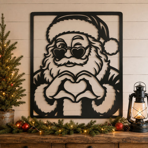 Retro Santa Laser SVG | Christmas Santa DXF | Santa Metal Wall Art | Holiday CNC Plasma Cut File | Christmas Door Hanger Svg SVG HappyDesignStudio 