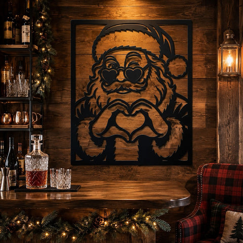 Retro Santa Laser SVG | Christmas Santa DXF | Santa Metal Wall Art | Holiday CNC Plasma Cut File | Christmas Door Hanger Svg SVG HappyDesignStudio 
