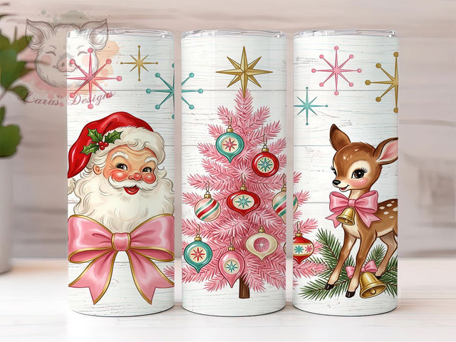 Retro Santa Reindeer 20oz Tumbler, Retro Santa Reindeer, Santa Reindeer PNG, Retro Santa PNG, Reindeer Tumbler, Santa Tumbler, Retro Christmas, 20oz Tumbler Wrap Sublimation Lara' s Designs 