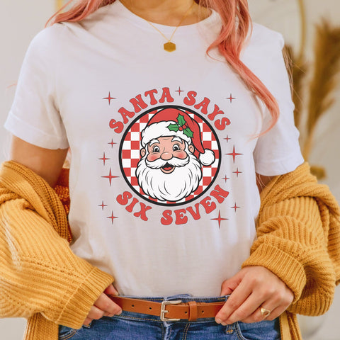 Retro Santa Says Six Seven PNG | Christmas 6-7 Meme Graphic | Vintage Santa Clipart | Funny Holiday Sublimation Design | Christmas Shirt PNG Sublimation HappyDesignStudio 