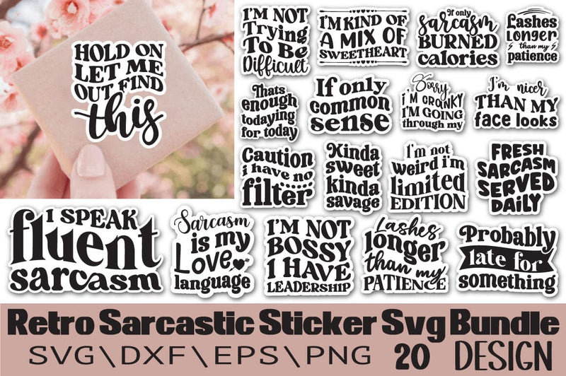 Retro Sarcastic Sticker Svg Bundle SVG Angelina750 