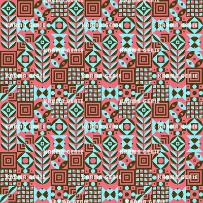 Retro Scandi Style Pink And Blue Mid Century Scandinavian Pattern Digital Paper Digital Pattern Karma Genie Graphics 